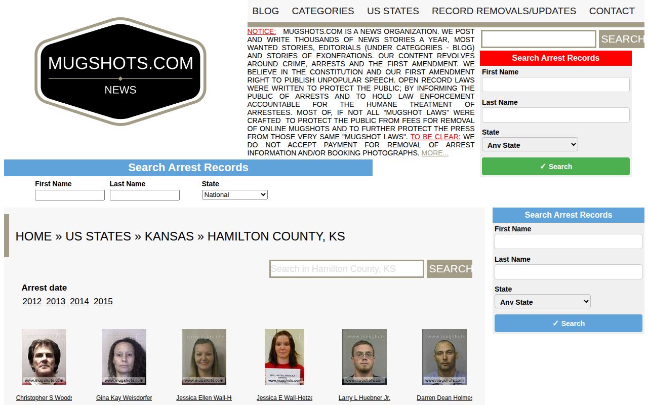 Unofficial Hamilton County historical mugshot archive record page