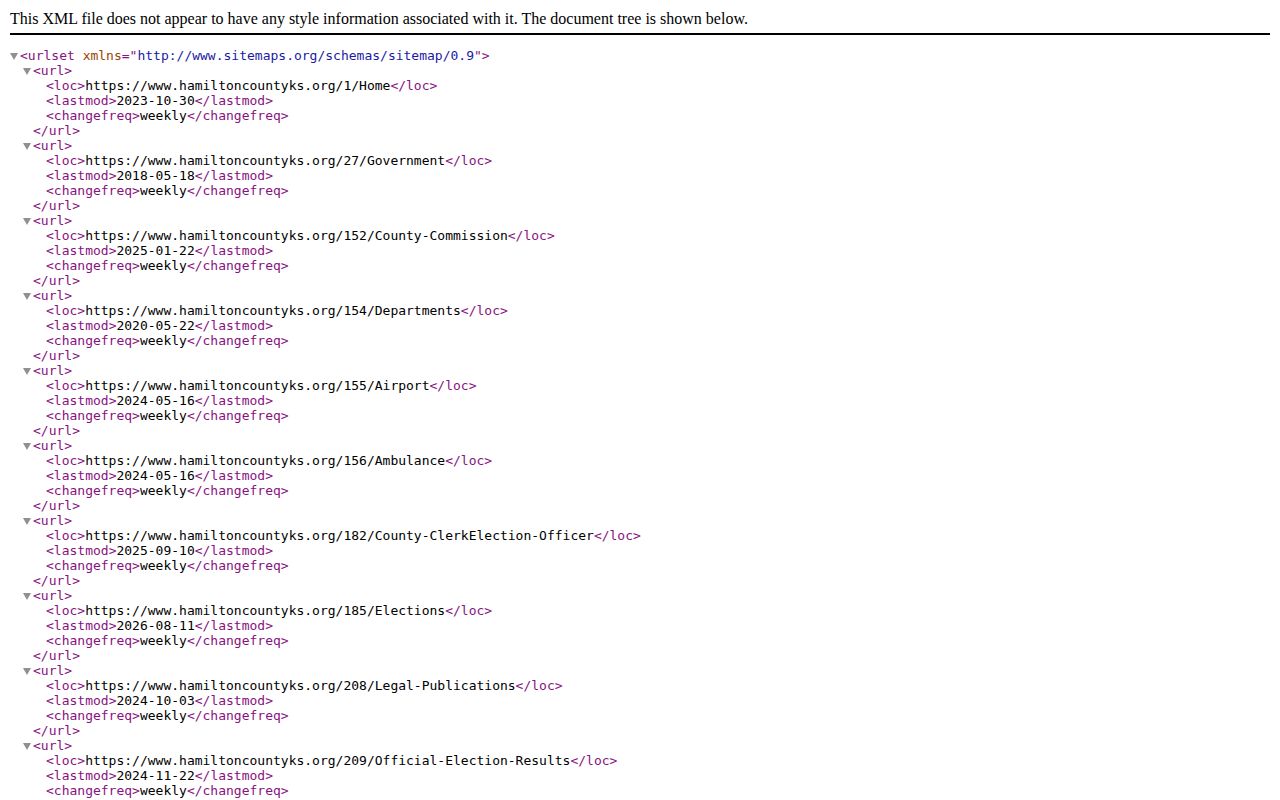 Hamilton County official sitemap without a warrant or most wanted portal